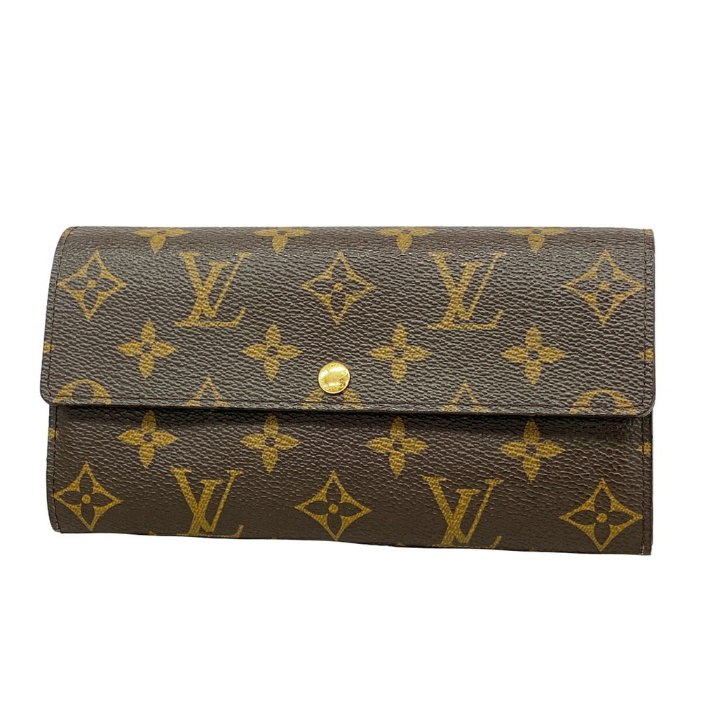 Louis Vuitton Monogram Portefeuille Sarah Leopard Long Wallet M60104 Blue Inf...
